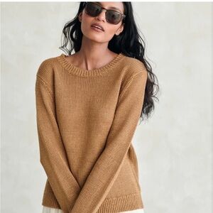 Jenni Kayne Linen Crewneck Sweater in Toast Tan Size Small